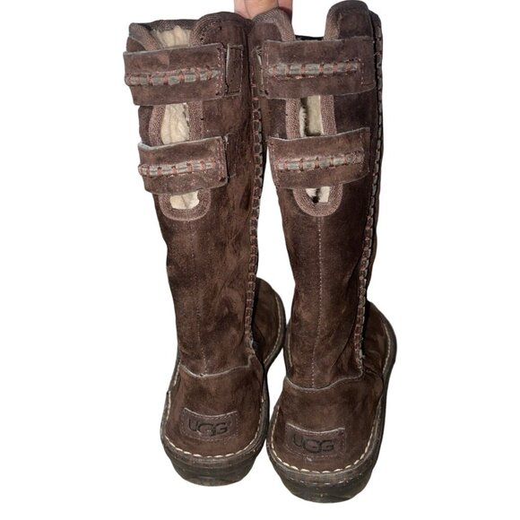 UGG Australia Haywell Winter Sherpa Suede Brown Boots Size 8 - Picture 7 of 12